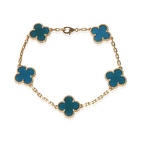 Van Cleef & Arpels Yellow Gold Agate Vintage Alhambra Bracelet fv
