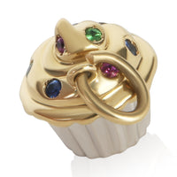 Tiffany & Co. White Gold & Yellow Gold Sapphire and Emerald Cupcake Charm 2