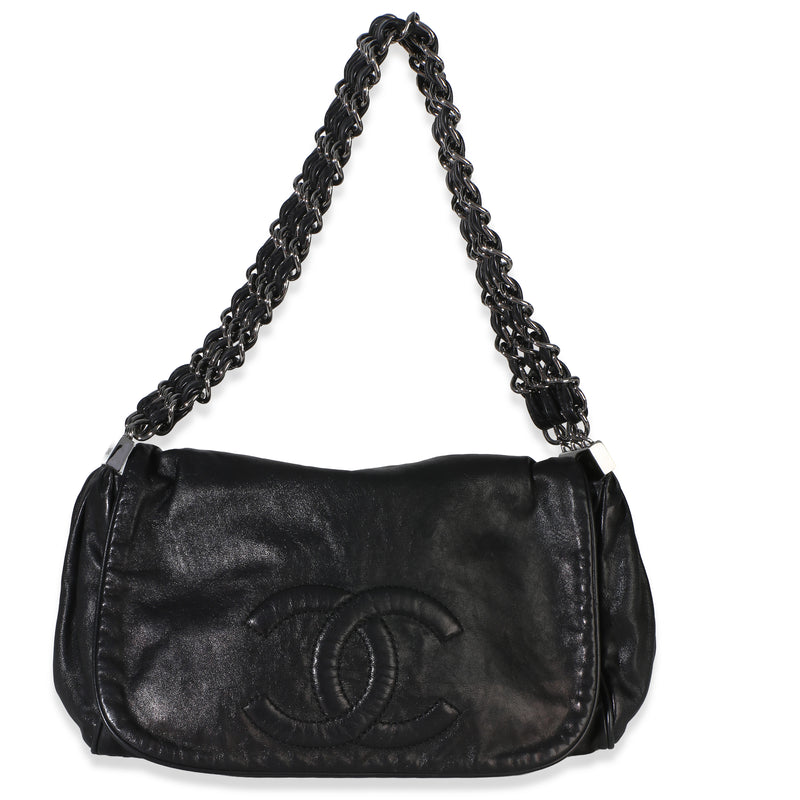 Chanel Black Calfskin Small Rock and Chain Flap Bag Handbag id