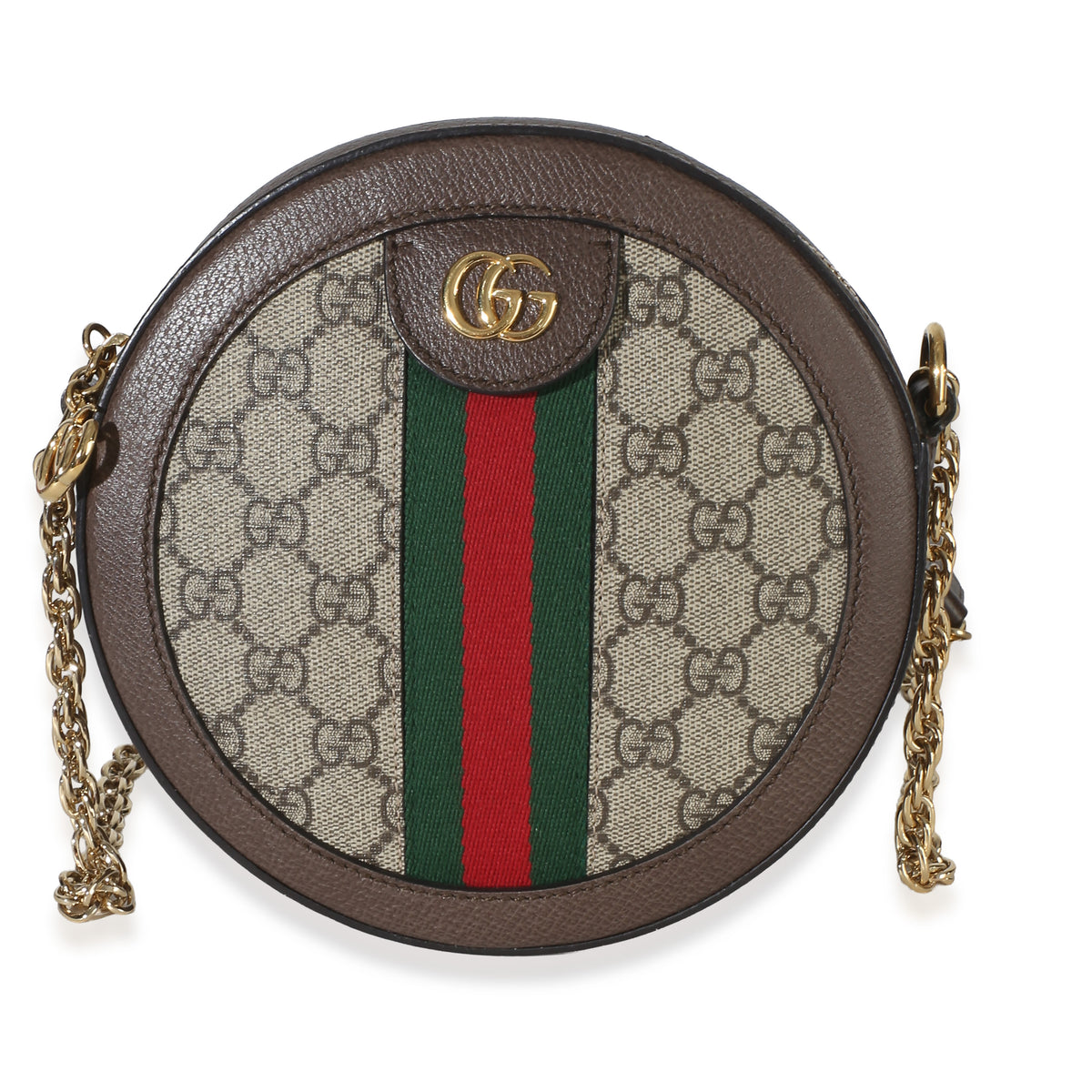 Gucci Beige GG Supreme Canvas Mini Ophidia Round Shoulder Bag Handbag fv