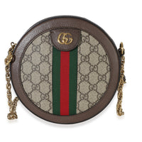 Gucci Beige GG Supreme Canvas Mini Ophidia Round Shoulder Bag Handbag fv