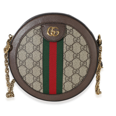 Gucci Beige GG Supreme Canvas Mini Ophidia Round Shoulder Bag Handbag fv