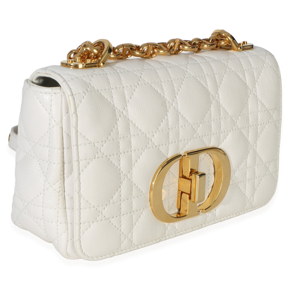 Christian Dior White Supple Calfskin Cannage Small Caro Chain Bag Handbag 3
