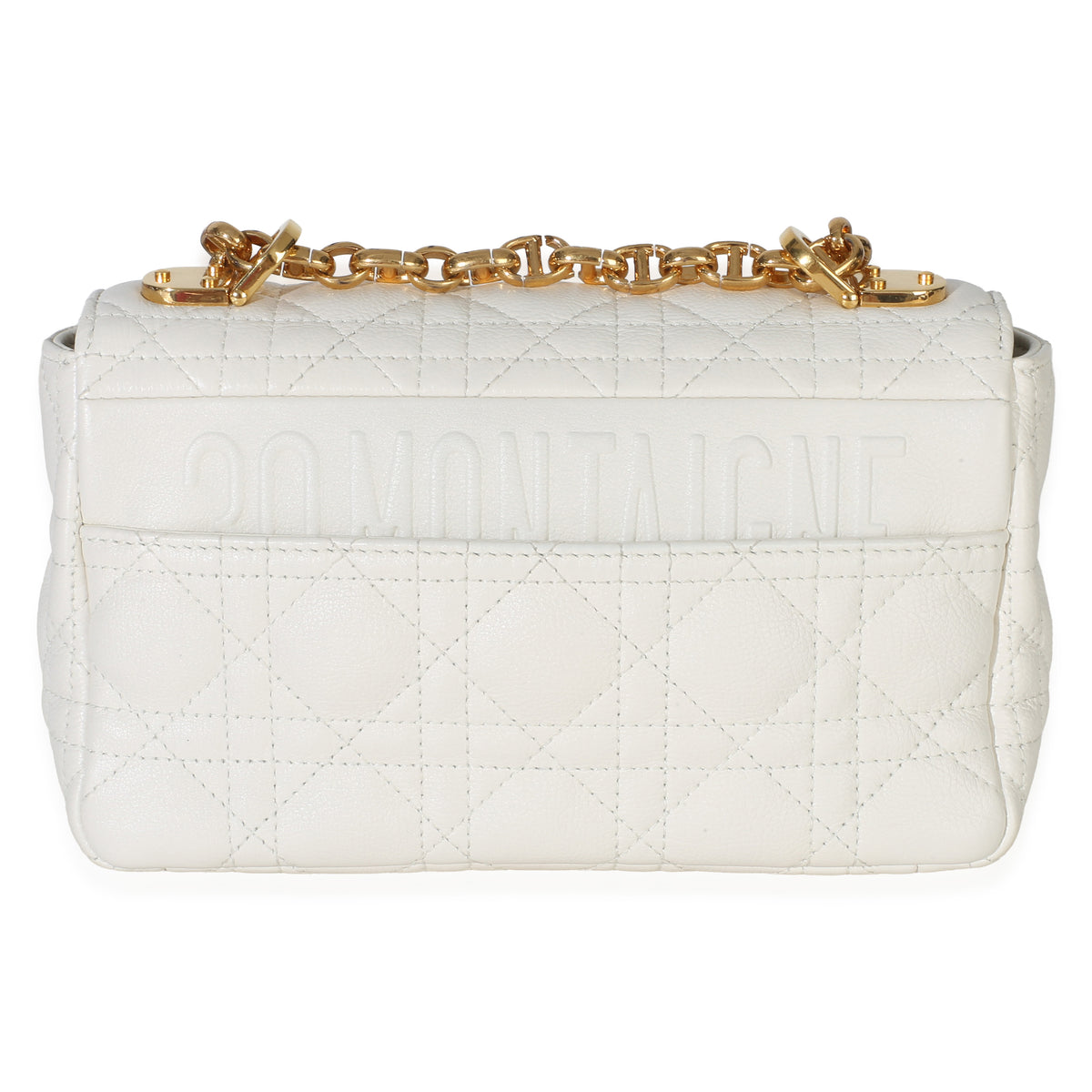 Christian Dior White Supple Calfskin Cannage Small Caro Chain Bag Handbag 4