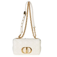 Christian Dior White Supple Calfskin Cannage Small Caro Chain Bag Handbag 8