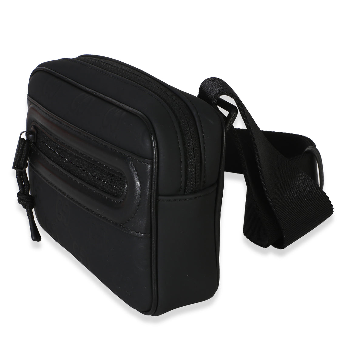 Gucci Black Rubber GG Effect Mini Slingbag Handbag 2