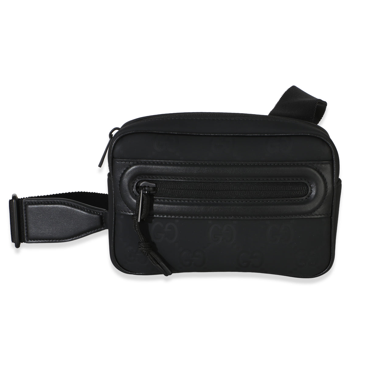 Gucci Black Rubber GG Effect Mini Slingbag Handbag fv