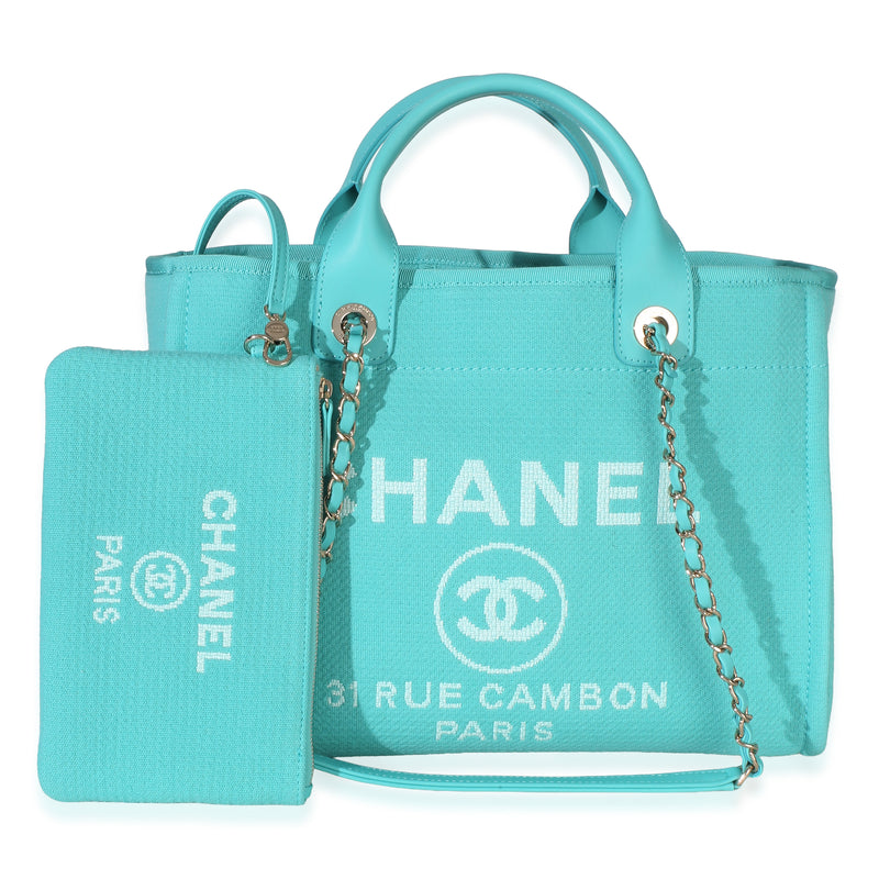 Chanel Turquoise Mixed Fibers Canvas Large Deauville Tote Handbag id