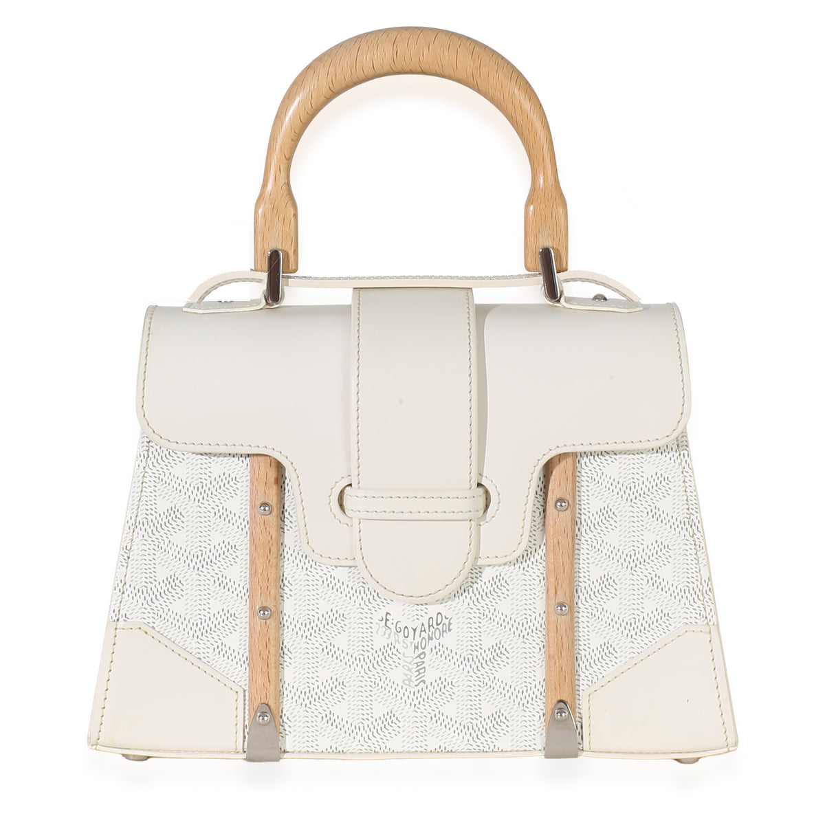Goyard White ine Canvas Structure Mini Saigon Top Handle Handbag fv