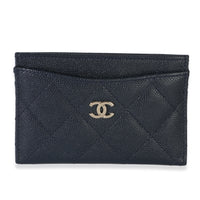 Chanel Navy Quilted Caviar Card Holder Wallet id