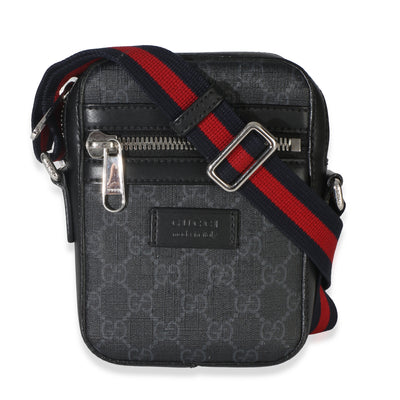 Gucci Black GG Supreme Monogram Web Appia Calfskin Web Small Camera Messenger Ba Handbag id