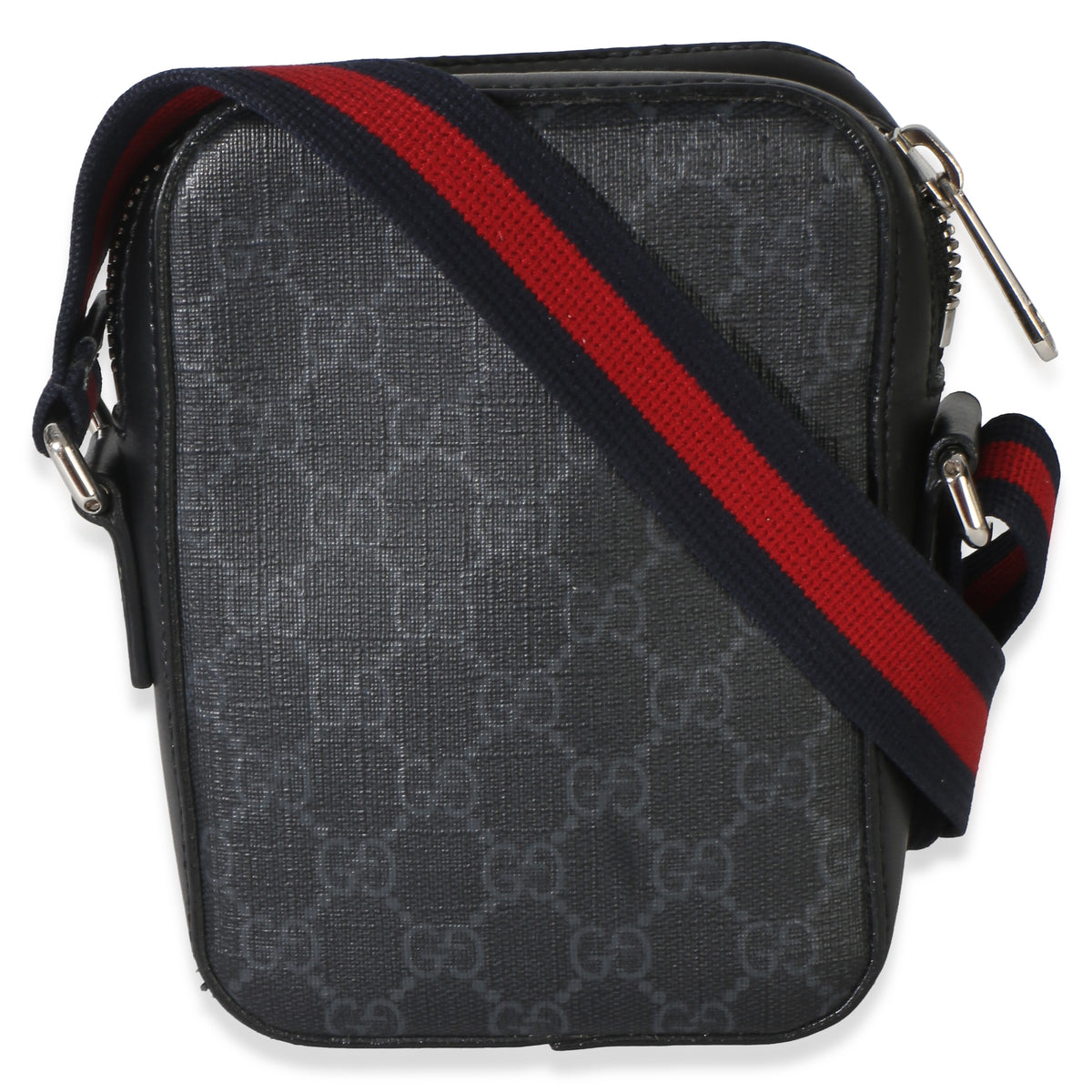 Gucci Black GG Supreme Monogram Web Appia Calfskin Web Small Camera Messenger Ba Handbag 4