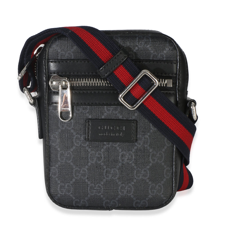 Gucci Black GG Supreme Monogram Web Appia Calfskin Web Small Camera Messenger Ba Handbag id