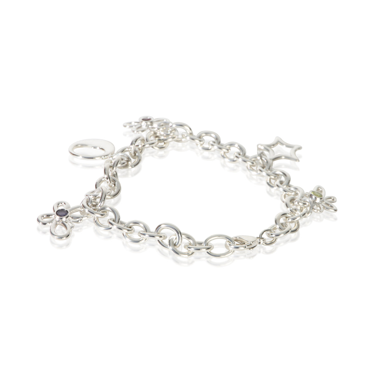 Tiffany & Co. Sterling Silver  Flower, Butterfly & Dragonfly Charm Bracelet 3