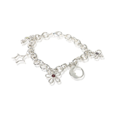 Tiffany & Co. Sterling Silver  Flower, Butterfly & Dragonfly Charm Bracelet fv