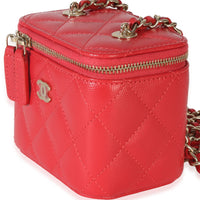 Chanel Red Quilted Caviar Mini Vanity Case Handbag 2