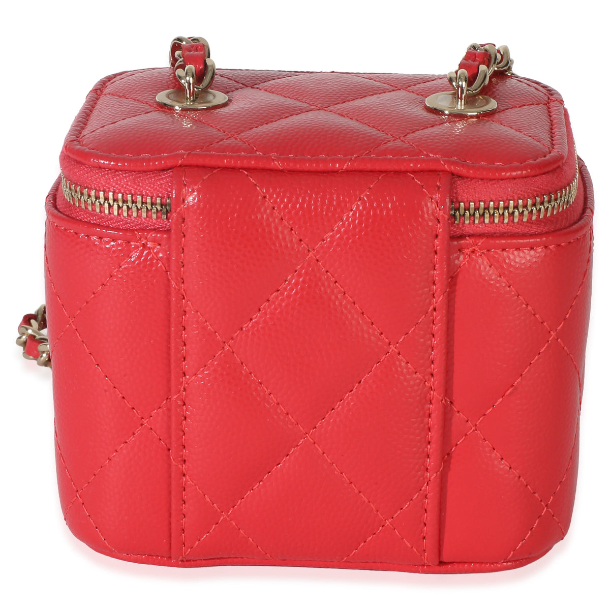 Chanel Red Quilted Caviar Mini Vanity Case Handbag 4