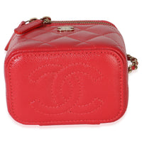 Chanel Red Quilted Caviar Mini Vanity Case Handbag 5