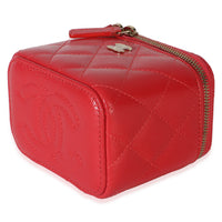 Chanel Red Quilted Caviar Mini Vanity Case Handbag 6
