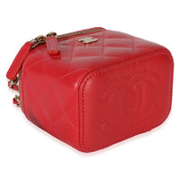 Chanel Red Quilted Caviar Mini Vanity Case Handbag 7