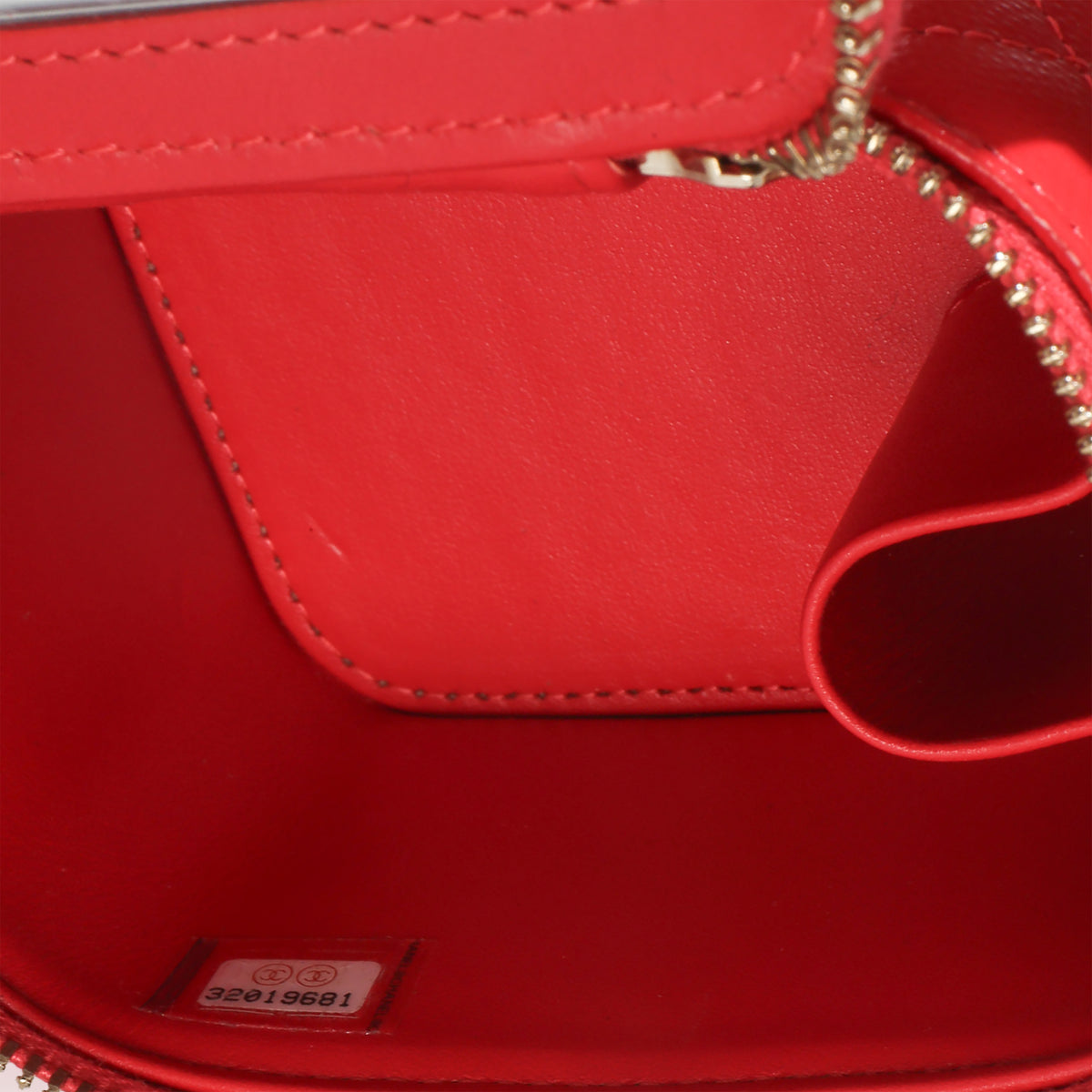 Chanel Red Quilted Caviar Mini Vanity Case Handbag 8