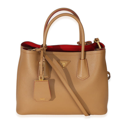 Prada Caramel Red Saffiano Medium Cuir Tote Handbag id