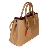 Prada Caramel Red Saffiano Medium Cuir Tote Handbag 3