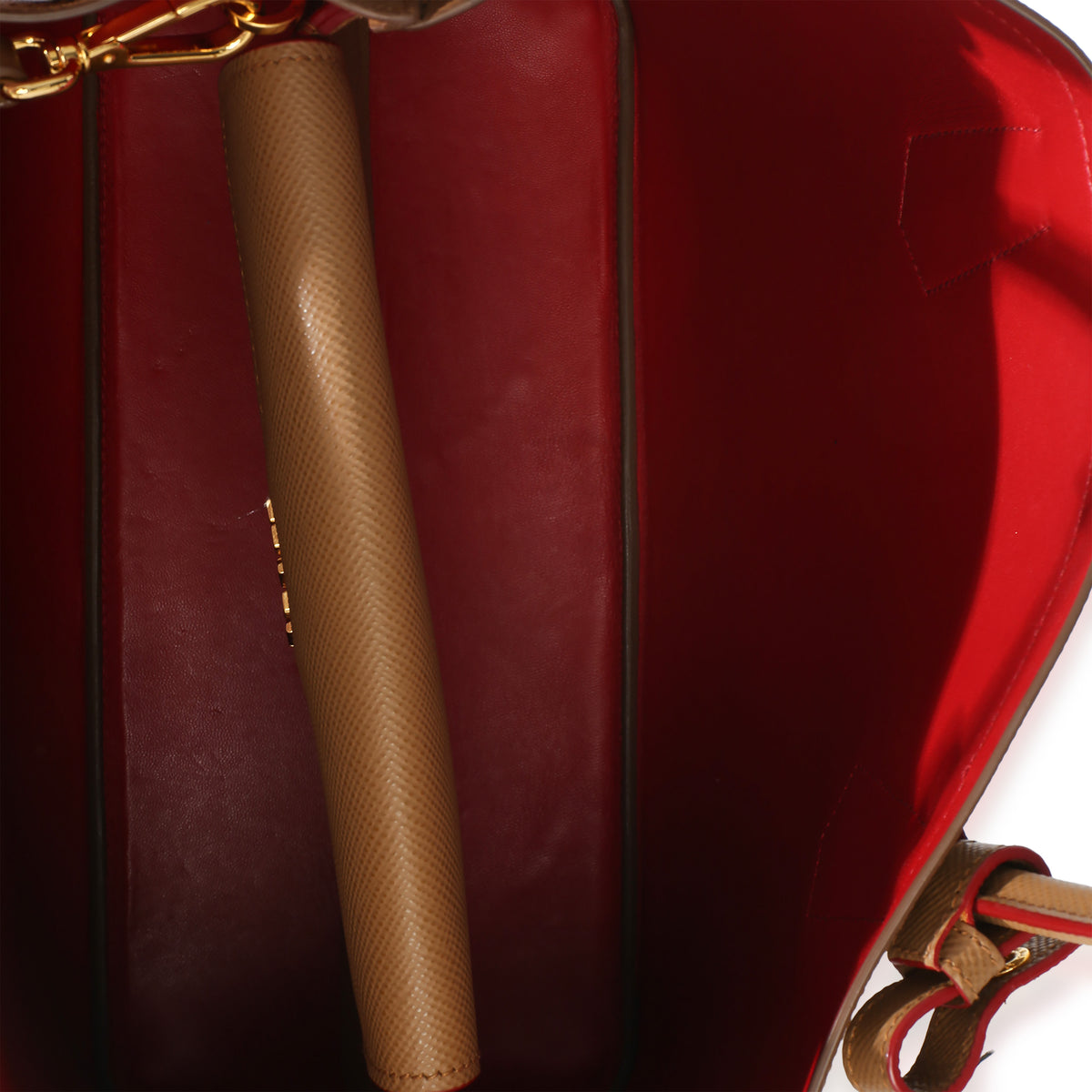 Prada Caramel Red Saffiano Medium Cuir Tote Handbag 8