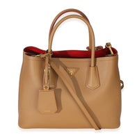 Prada Caramel Red Saffiano Medium Cuir Tote Handbag fv