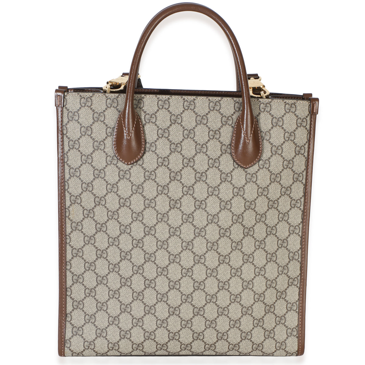 Gucci Beige Ebony GG Supreme Canvas Small Retro Interlocking Tote Handbag 4