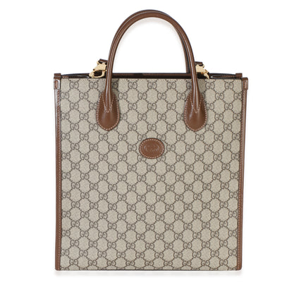 Gucci Beige Ebony GG Supreme Canvas Small Retro Interlocking Tote Handbag fv