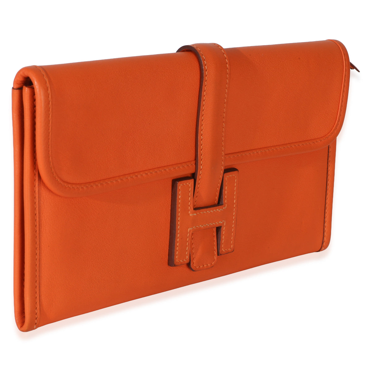 Hermès Orange Swift Jige Duo Clutch Handbag 3