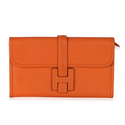 Hermès Orange Swift Jige Duo Clutch Handbag fv