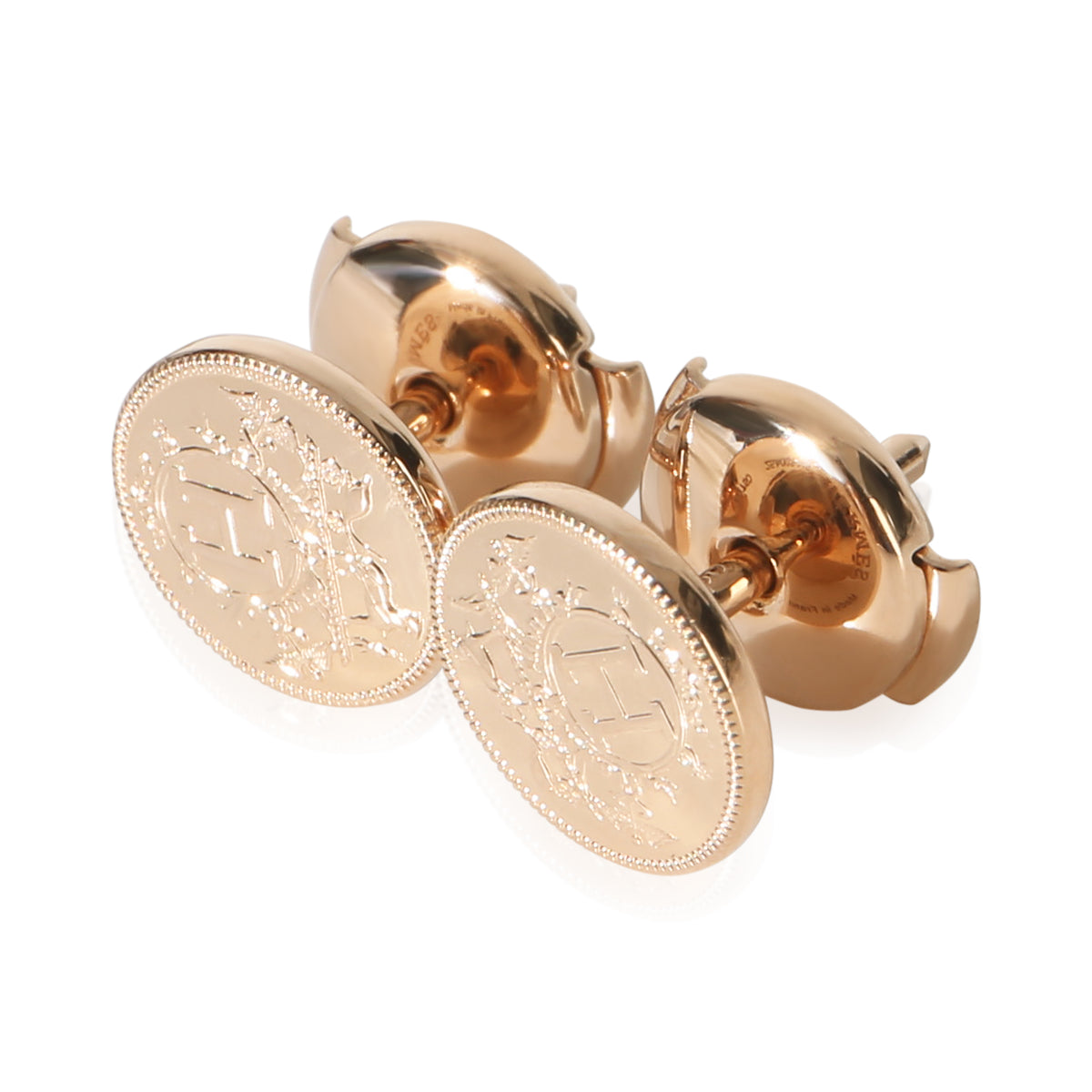 Hermès Rose Gold  Very Small Model Ex Libris Earrings 2