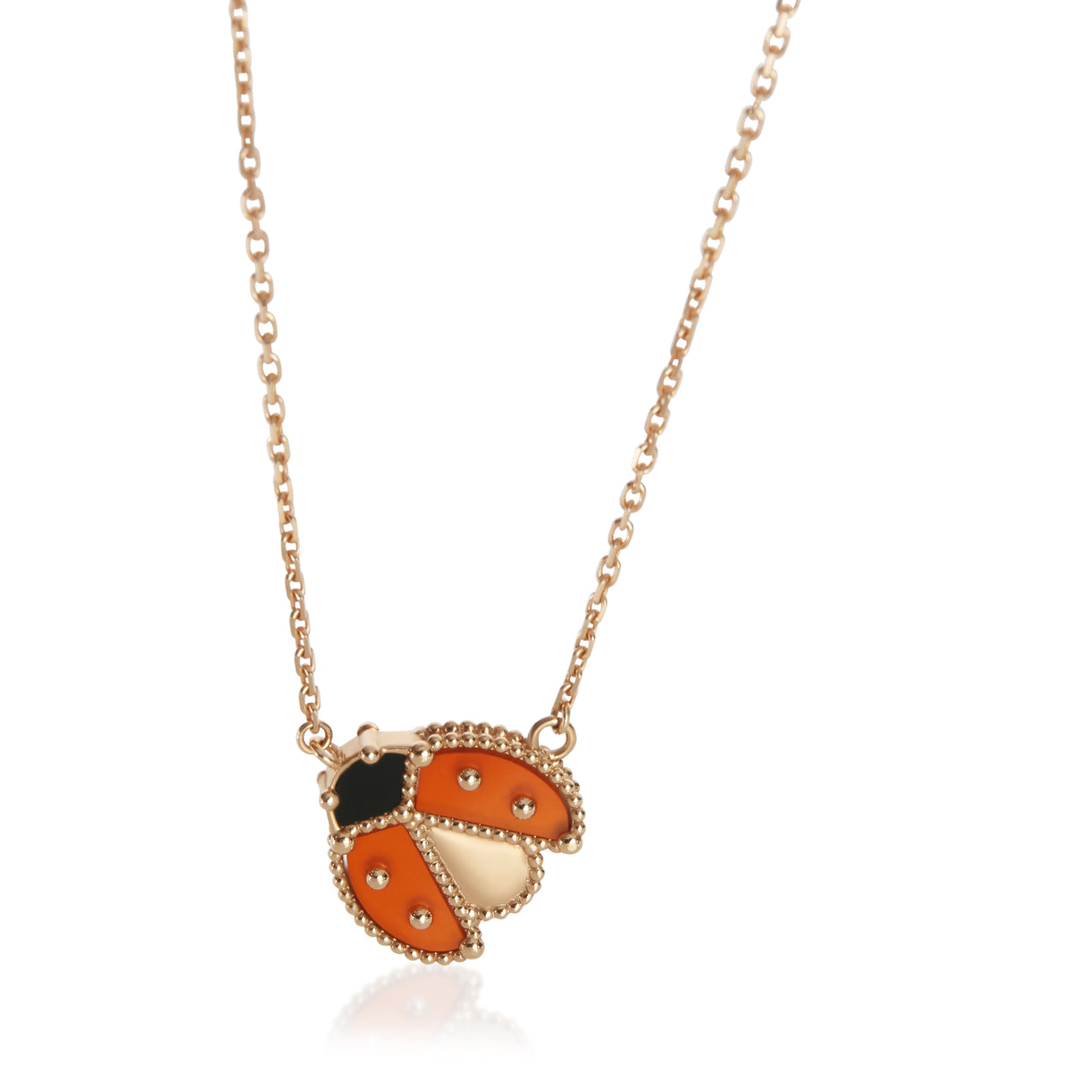 Van Cleef & Arpels Rose Gold Carnelian and Onyx Lucky Spring Pendant fv