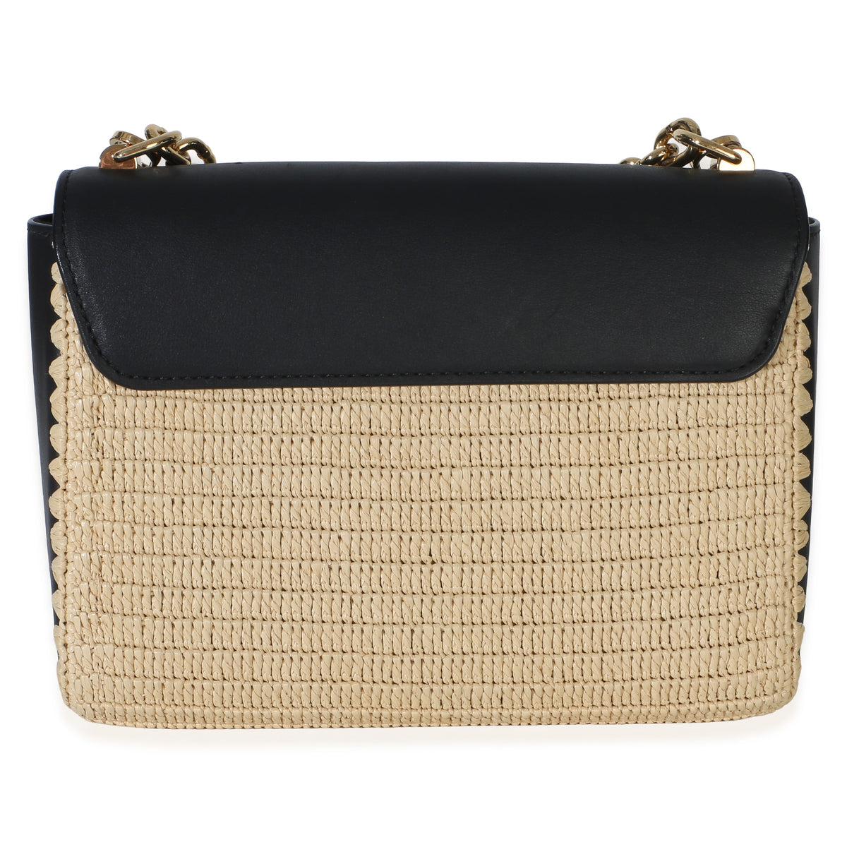 Louis Vuitton Black Calfskin Raffia Twist Shoulder Bag MM Handbag 4