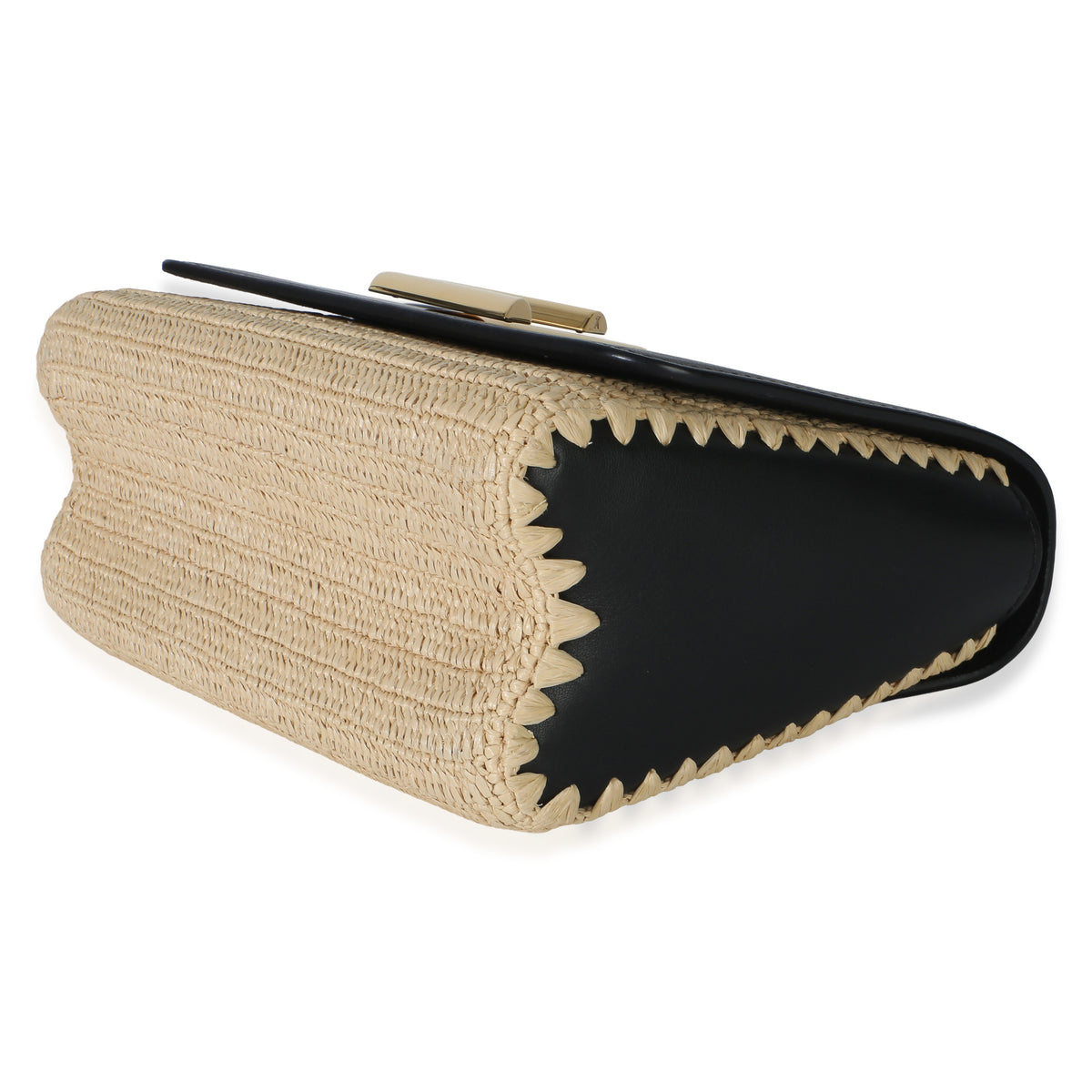 Louis Vuitton Black Calfskin Raffia Twist Shoulder Bag MM Handbag 6