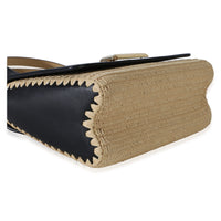 Louis Vuitton Black Calfskin Raffia Twist Shoulder Bag MM Handbag 7