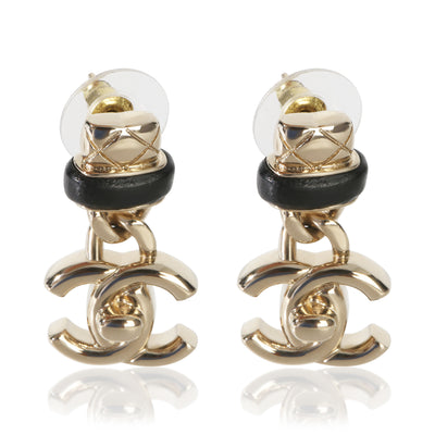 Chanel Gold Plated  2021 Turnlock Drop Earrings fv