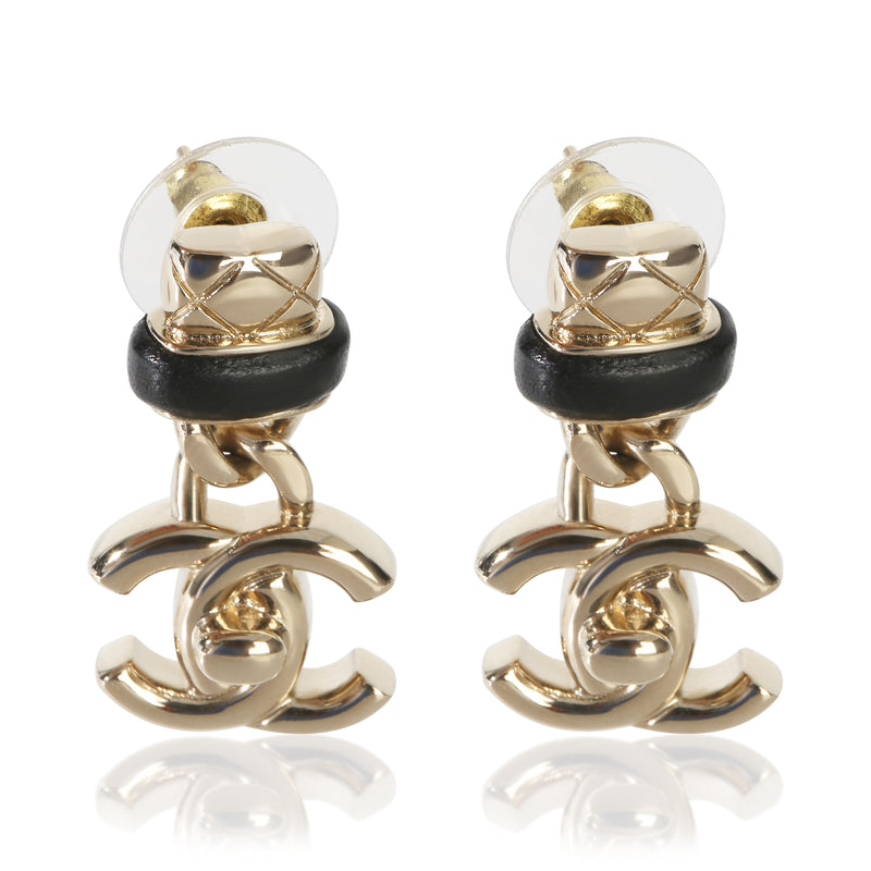 Chanel Gold Plated  2021 Turnlock Drop Earrings fv