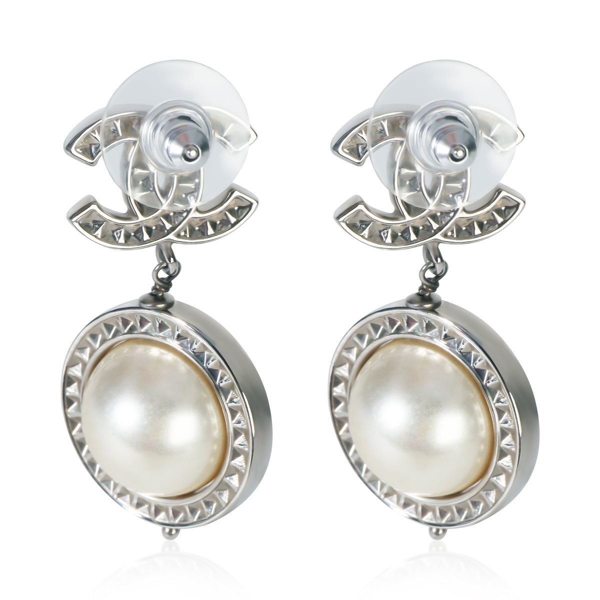 Chanel 2018 Faux Pearl & Strass CC Earrings 2
