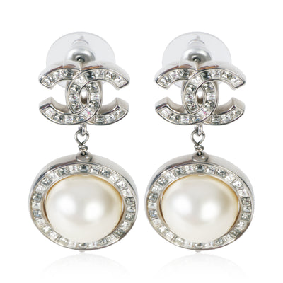 Chanel 2018 Faux Pearl & Strass CC Earrings fv