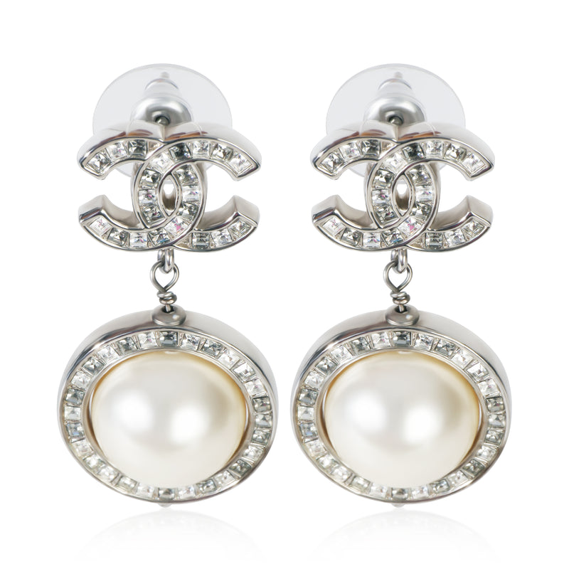 Chanel 2018 Faux Pearl & Strass CC Earrings fv