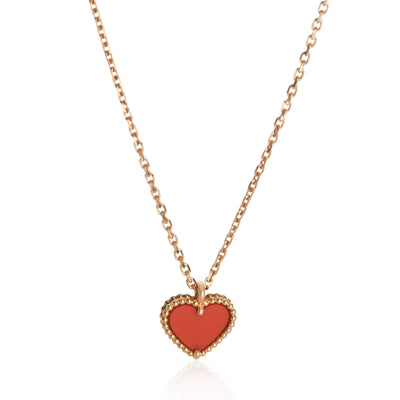 Van Cleef & Arpels Rose Gold Carnelian Sweet Hearts Pendant fv