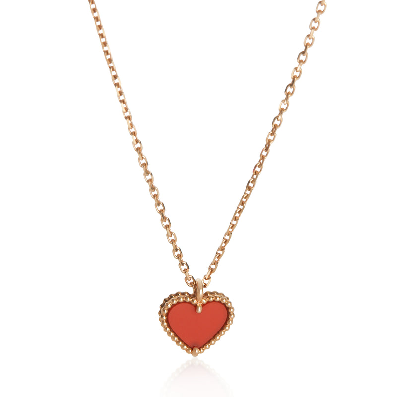 Van Cleef & Arpels Rose Gold Carnelian Sweet Hearts Pendant fv