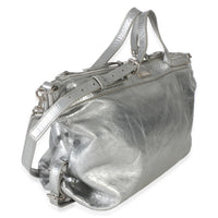 Saint Laurent Silver Metallic Crinkled Calfskin Medium ID Shoulder Bag Handbag 3