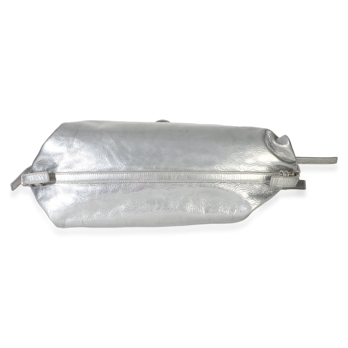 Saint Laurent Silver Metallic Crinkled Calfskin Medium ID Shoulder Bag Handbag 5