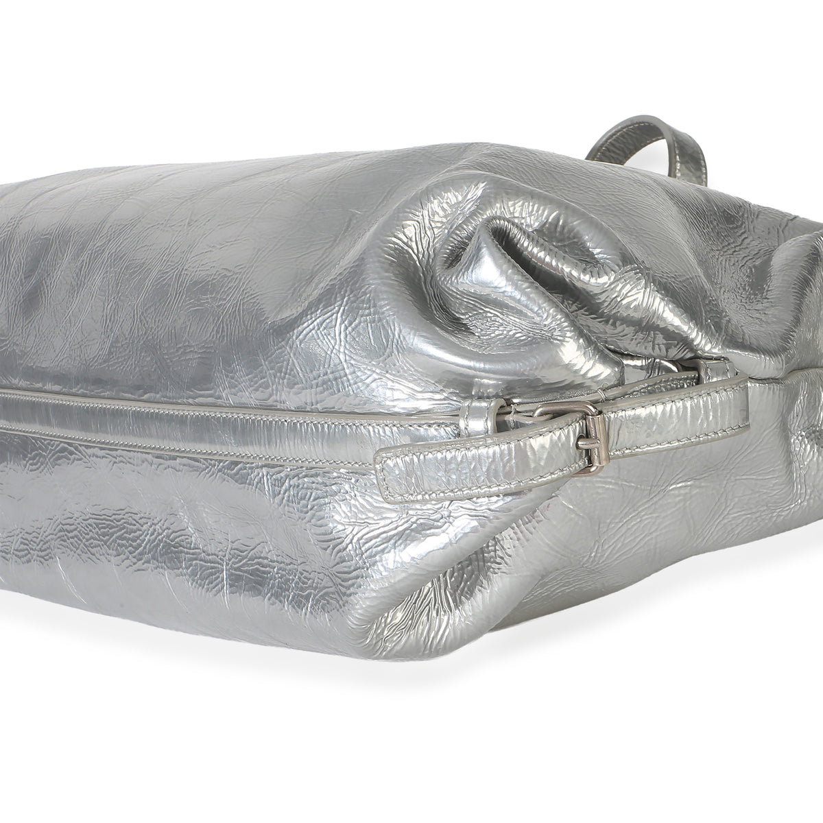 Saint Laurent Silver Metallic Crinkled Calfskin Medium ID Shoulder Bag Handbag 6
