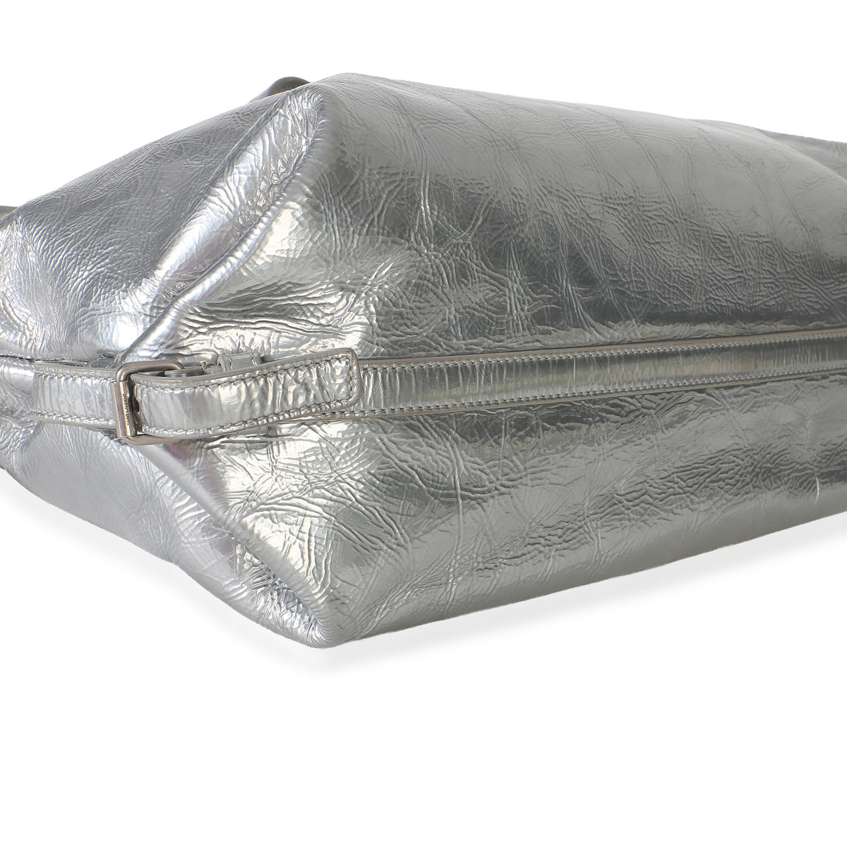 Saint Laurent Silver Metallic Crinkled Calfskin Medium ID Shoulder Bag Handbag 7