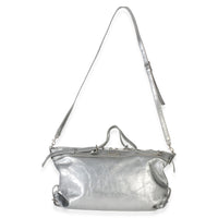 Saint Laurent Silver Metallic Crinkled Calfskin Medium ID Shoulder Bag Handbag 8